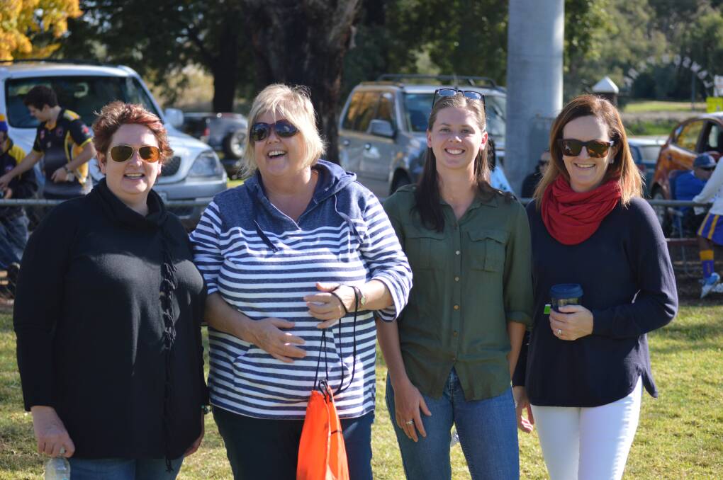 Having a great day at the footy are Tania Mooney, Wendy and Holly Bowerman and Keryl McCann.