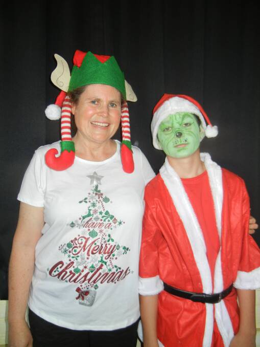 Brenda Hurst-Strange and her son Ben at the Dramatic Society's Christmas Party. 