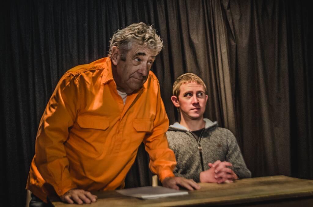 Grenfell Dramatic Society cast members Peter Soley and Jesse Friend during the 2018 HLF production. Image supplied