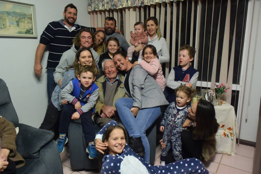 Jack Grant with some of his 21 grandchildren and 26 Great grandchildren. 
