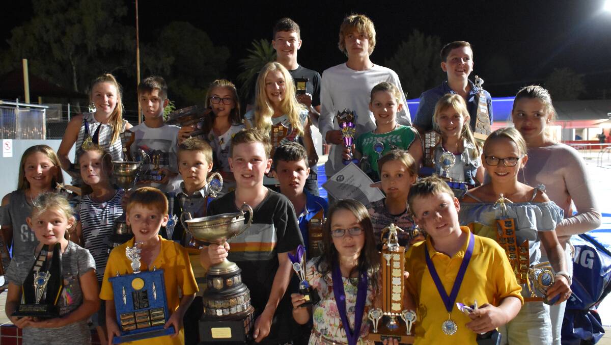CONGRATULATIONS: Award recipients at the Grenfell Swimming Club 2018 Presentation evening on Friday April 6.