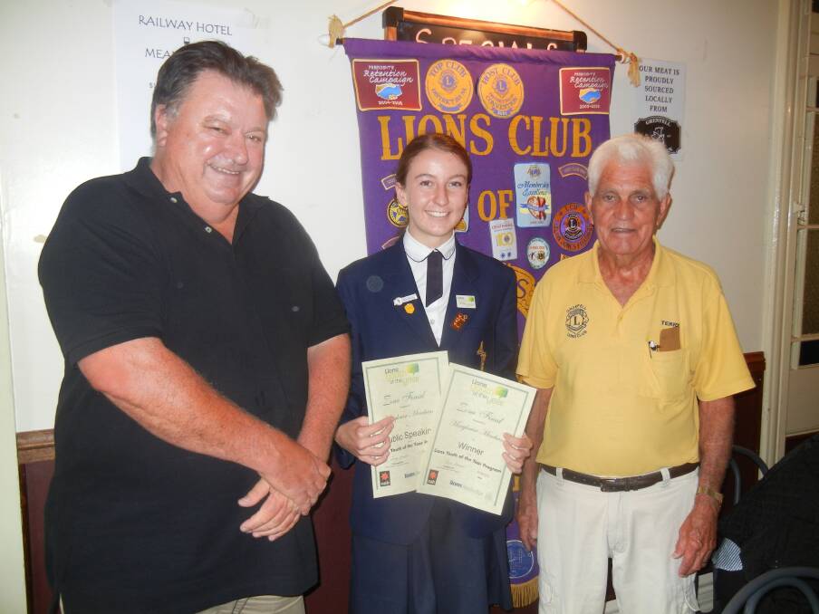 Overall and Public Speaking winner of the Zone Youth of the Year Quest Mary - Louise Minehan with Chairman of the judging panel Matthew Lynch and Zone Youth of the Year coordinator Terry Carroll. 