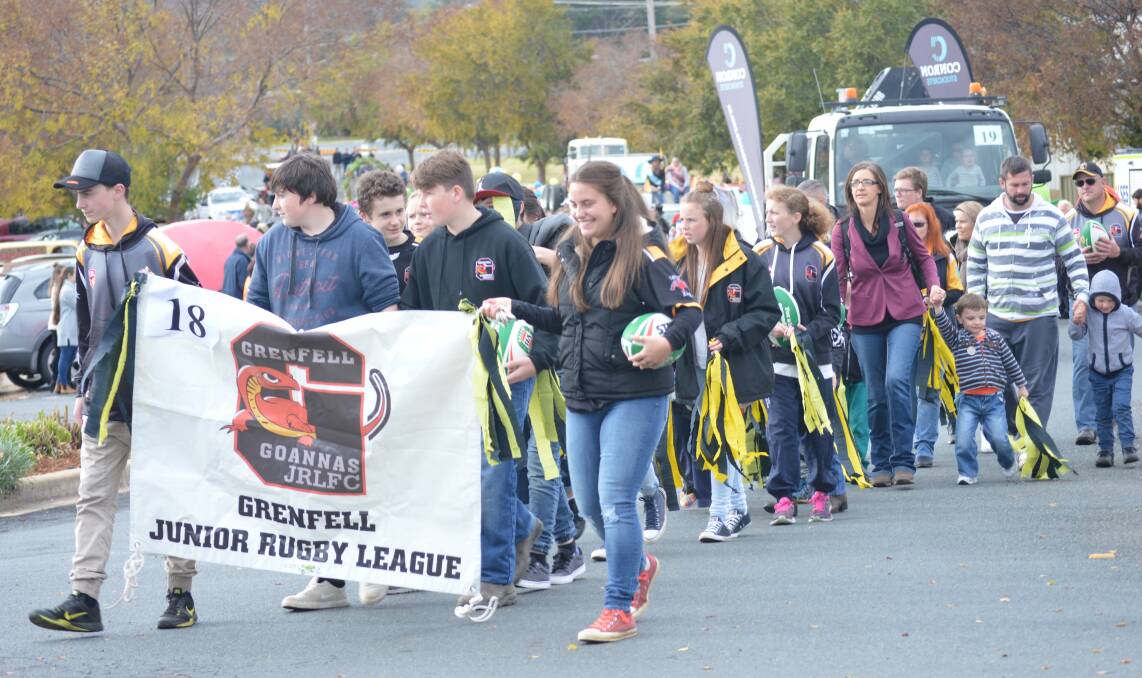 Grenfell Junior Rugby League Football Club during the 60th annual Henry Lawson Festival procession.