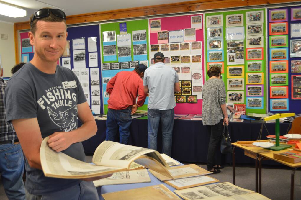Dave Armstrong taking a look at the old school memorabilia. 