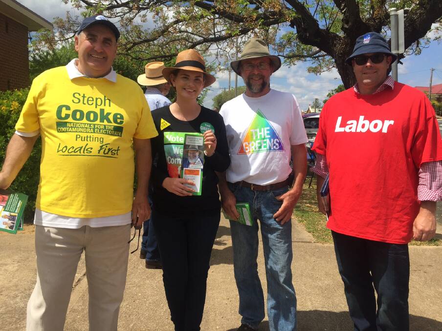 Nationals, Labor, Greens and Shooters, Fishers and Farmers representatives enjoyed a pleasant experience at the Grenfell polling booths.