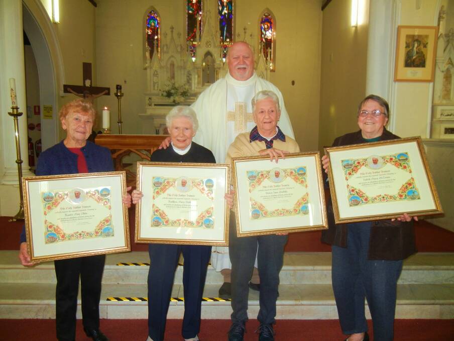 Fr Tom presented Rosalie White, Kath Parker, Nancy Bradtke and Judy McInnes with their Papal Blessings. 