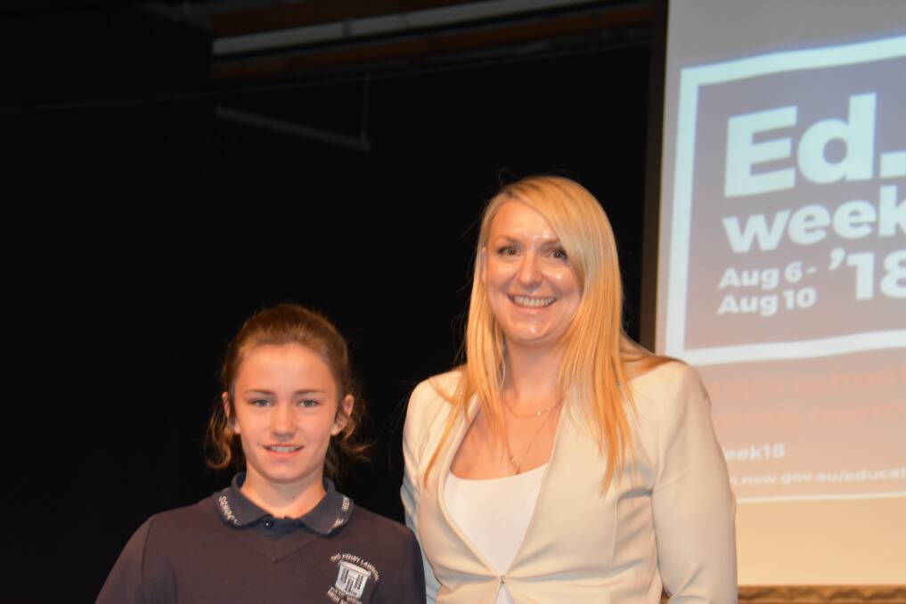 Year  7 award recipient Emily Brenner with special guest Bronte Enright. 