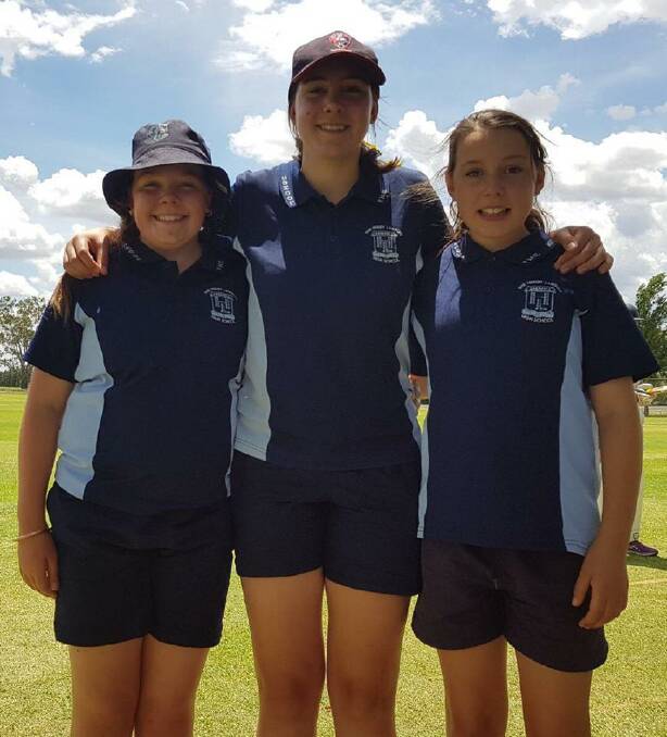Sisters Teleitha, Mea and Charli O'Byrne are showing great potential in junior cricket. Photo THLHS