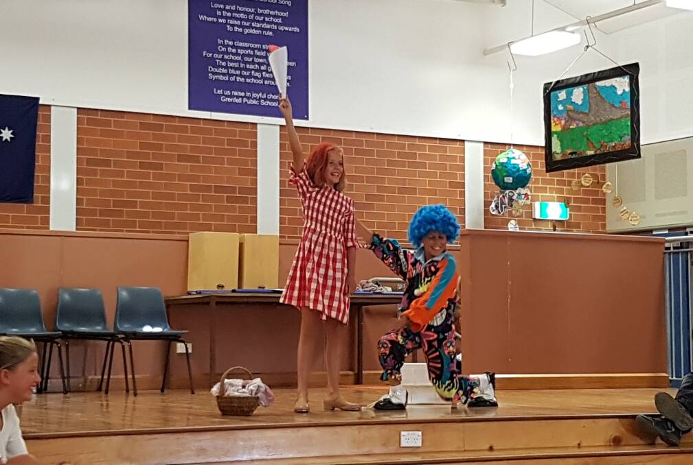 5/6 Purple performed a hilarious twisted fairy tale for their class assembly item, above is Emerson Squires and Brodie Loader.