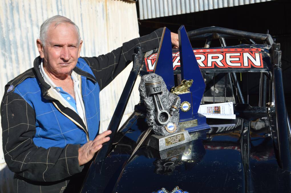 Errol Warren of Grenfell with his Wingless Sprint car which he will race at Parramatta next month.