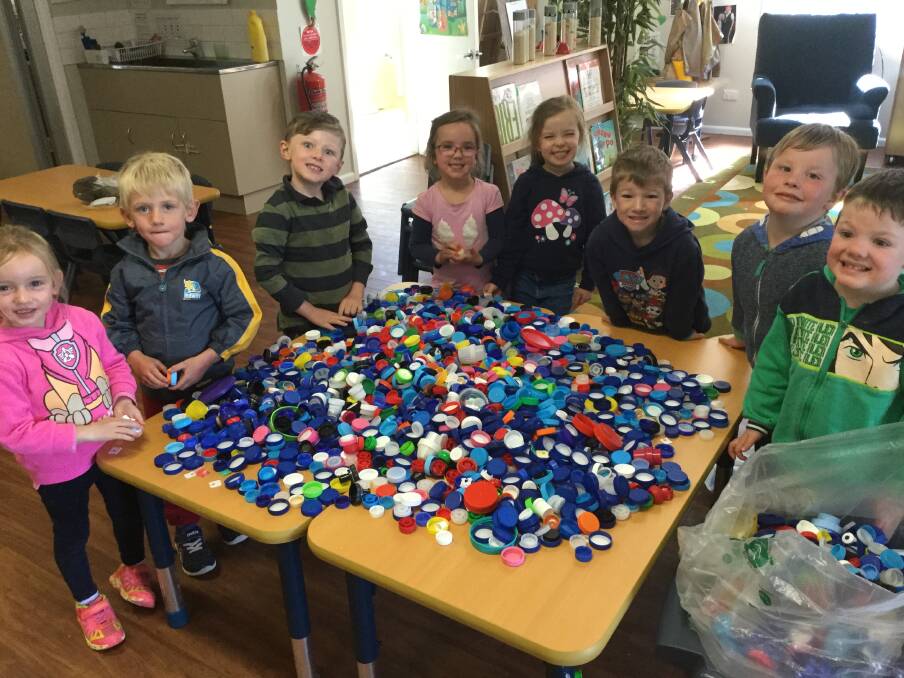 The children collected a huge 48.1 kilo of plastic bottle top lids. Photo supplied.