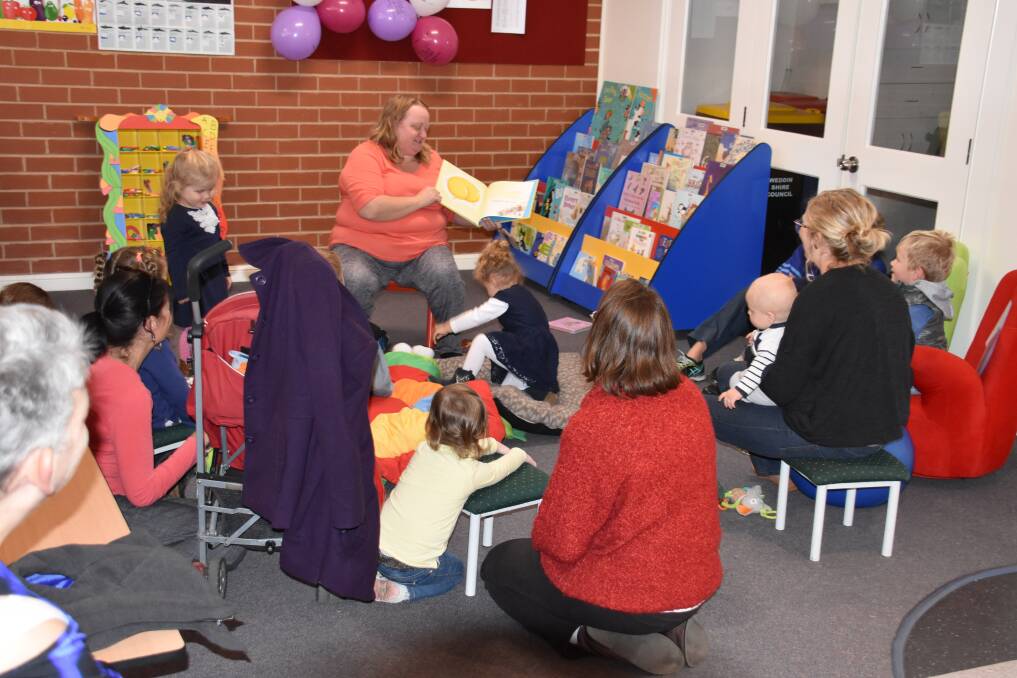 Grenfell Librarian Erica Kearnes during National Simultaneous Storytime at the local library last Wednesday May 23.