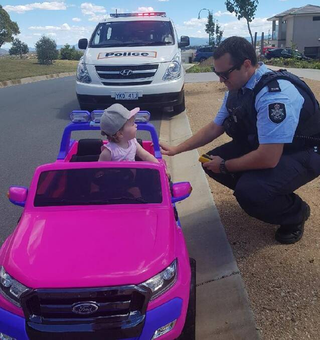 "I didn't do it officer" - Constable Simon Hill and his niece Tayla Elphick. Photo contributed. 