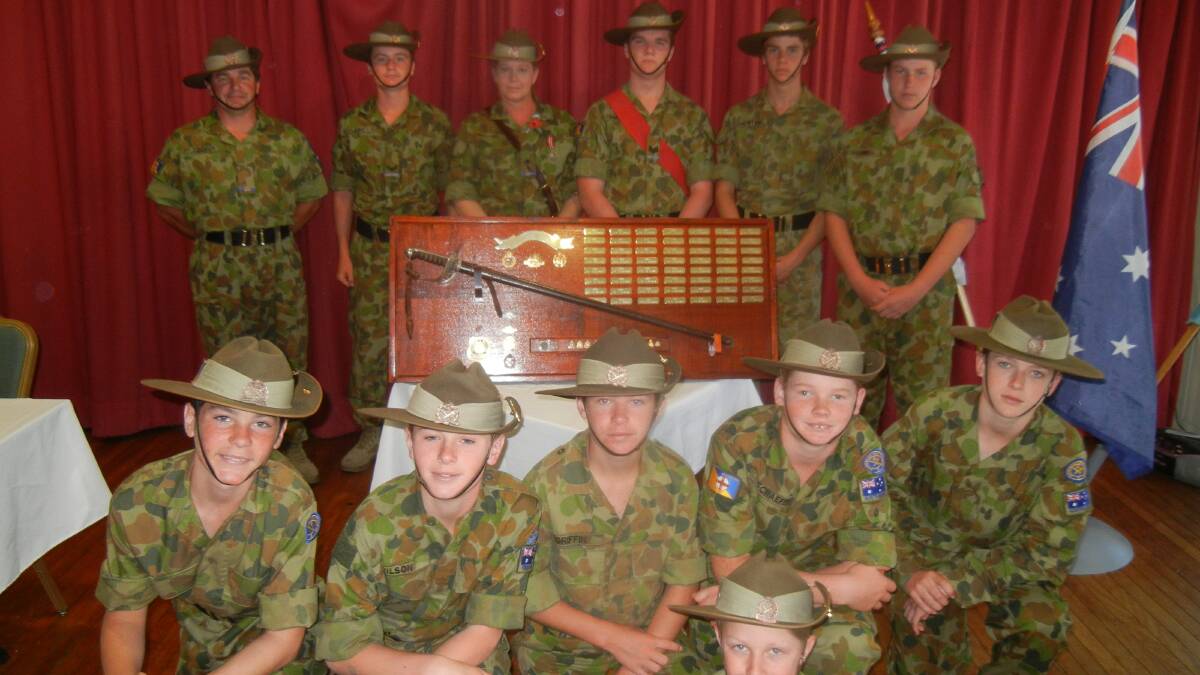 Members of the Grenfell Army Cadet Platoon during the RSL sub-branch luncheon at the Bowling Club following the Remembrance Day Service last Sunday, November 11.