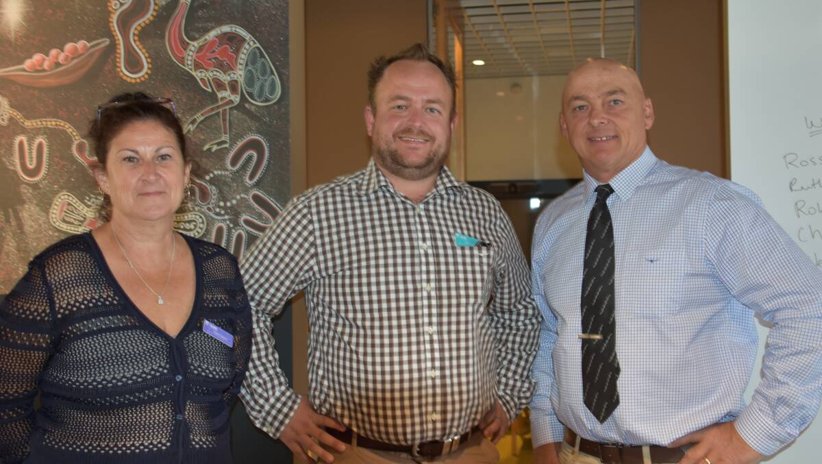 Grenfell TAFE Services Coordinator Tracey Mackay with TAFE's Matt Felvus and Weddin Shire Mayor Mark Liebich at the TAFE NSW Grenfell CLC open day last Tuesday, April 9. 