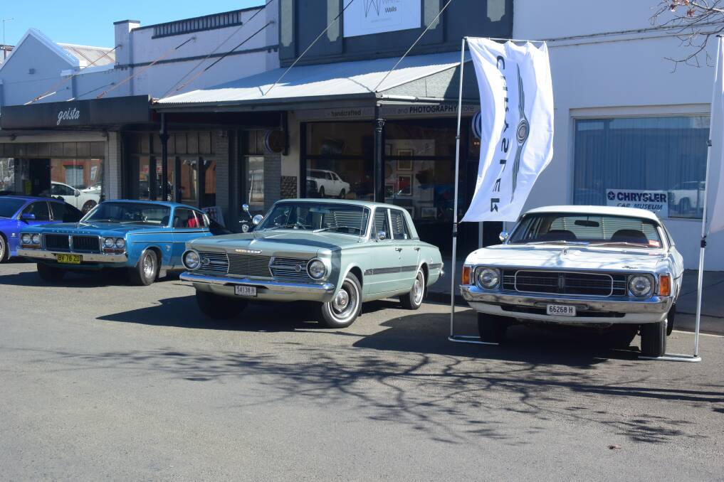 Some of the antique cars outside Grenfell's Chrysler Car museum. 