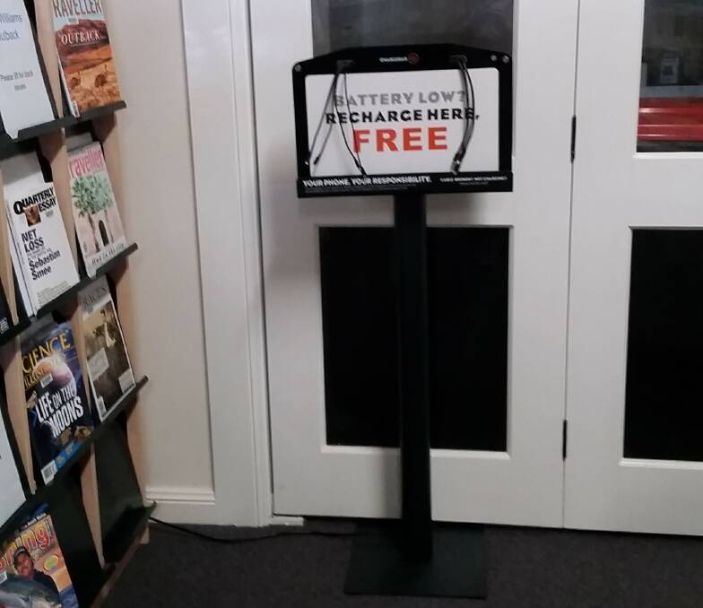 The new FREE device Chargebar located at the Grenfell Library. Photo Grenfell Library 