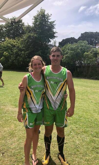 Madison Knight and Mitchell Stevens of Grenfell in New Zealand for the Tag20 Nations Cup. Photo M Knight.
