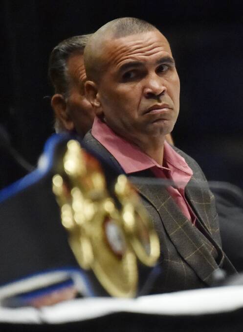 TITLE: Anthony Mundine is determined to be the man lifting the World Boxing Association Oceania Middle Title belt on fight night. Picture: DARREN HOWE