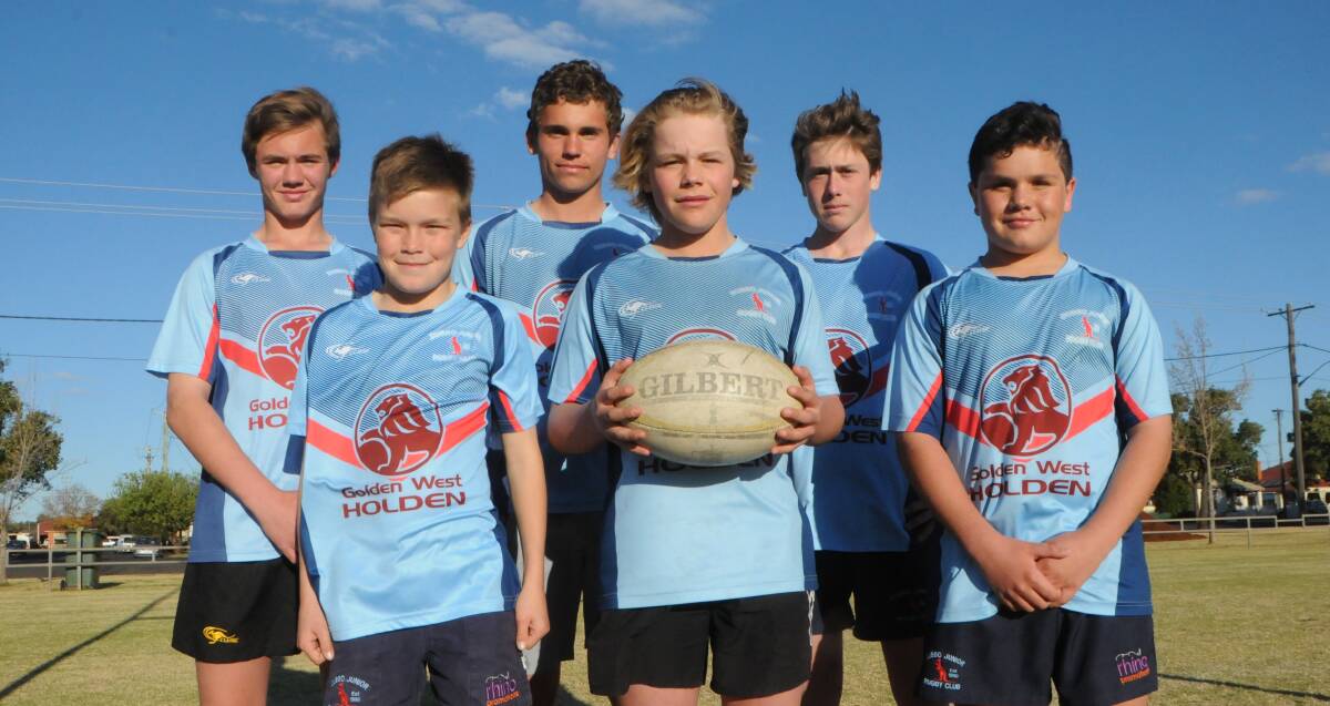 CHASING PERFECTION: Roos under 15s players (back row, L-R) Michael Strydom, Kieran Rosenbaum and Will Schwager with under 13s players (front) Billy Whillock, Nate Ambler and Campbell Watts. Photo: NICK GUTHRIE