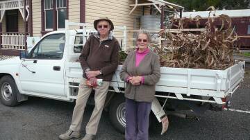 Ron and Eunice Huckel following their volunteer gardening at the Railway Station.
