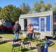 Rotarians Pauline Tregenza and President Ray Smith with RN Bill Power’s wife, Debbie, at the Men’s Health Education Rural Van. Photo supplied