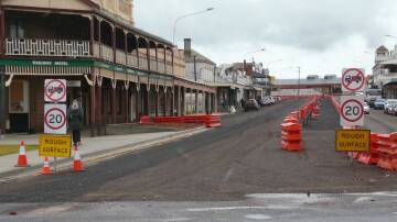 Weddin Shire Council have re-opened the northern side of Main Street to light traffic only. Photo: Deidre Carrol.