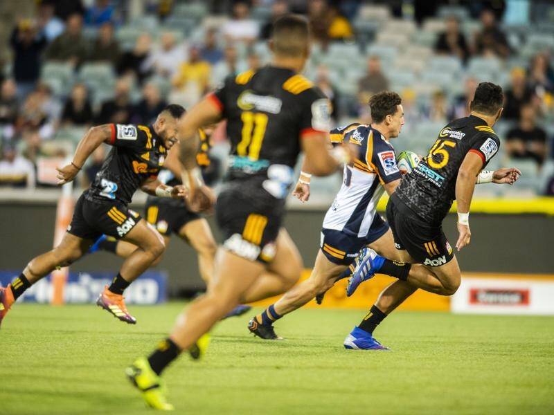 Tom Banks (2R) is a try of the year contender after the Brumbies' Super Rugby belting of the Chiefs.