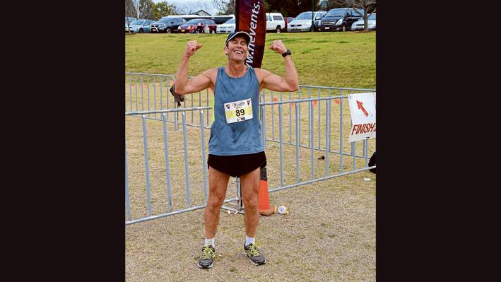 Steven Grattan following the completion of his 42 km run in the Hunter Valley Winery Marathon. (Photo Contributed)
 