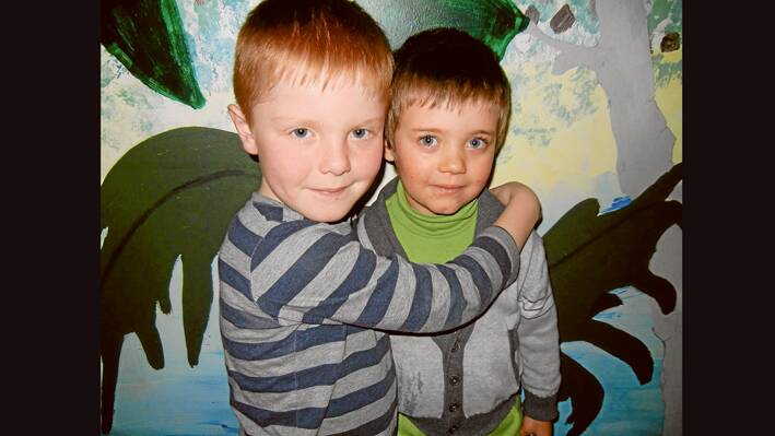 Braeden Leibick (L) who celebrated his 7th birthday on Sunday with his cousin Blair Randall. 