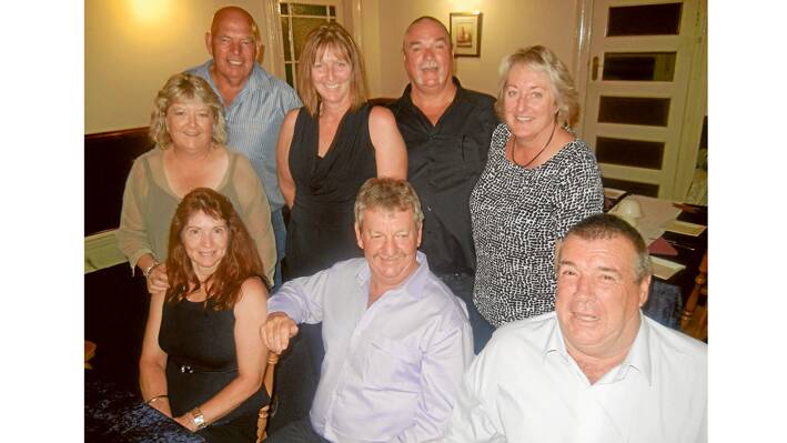 (BL-R) Deb and Rex Vane from Nyngan, Robyn, John and Kathy Stevens, and (F) Sheryl and Barry Hinde and Brian Stevens enjoying a family get together at Fettler’s Restaurant. 
