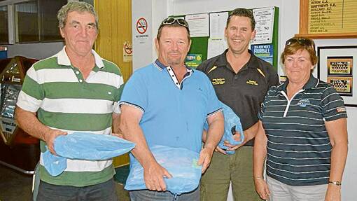First with 55 2/3 points are John Grant, Brett Bembrick and Glenn Beasley with Grenfell Commodities representative Shirley Mawhinney. 