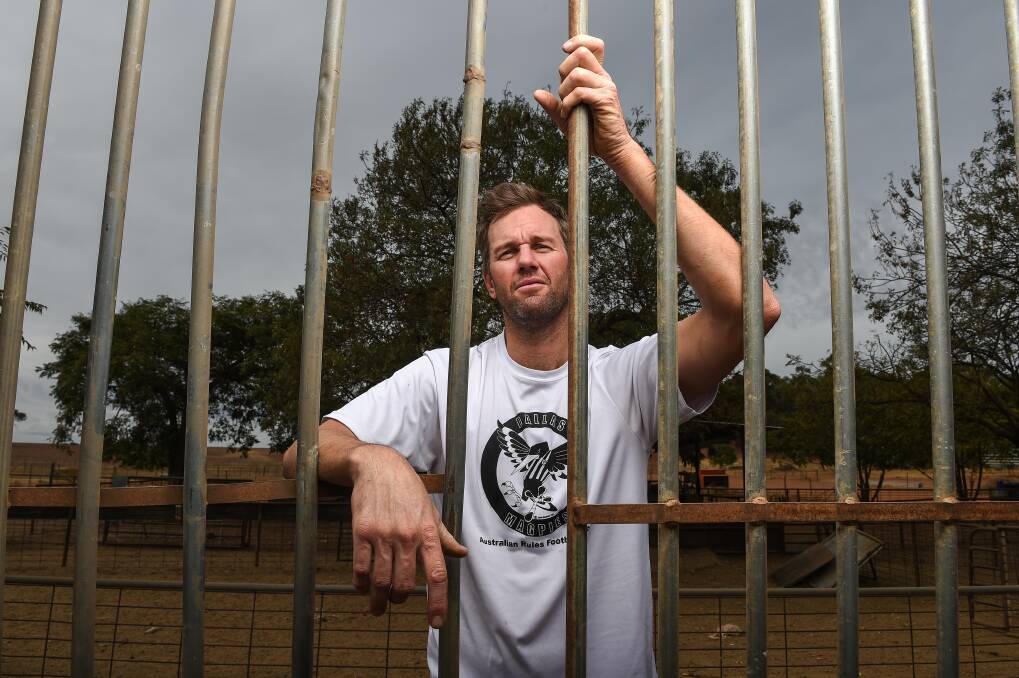 BEHIND BARS: Chris Willis was a lot more relaxed on Matt Klemke's Henty farm this week than when he was locked up in the US. Picture: MARK JESSER