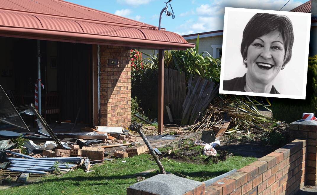 The damage to the Perth house and, inset, the tenant Alison Ritchie. Pictures: Nikita McGuire/Supplied