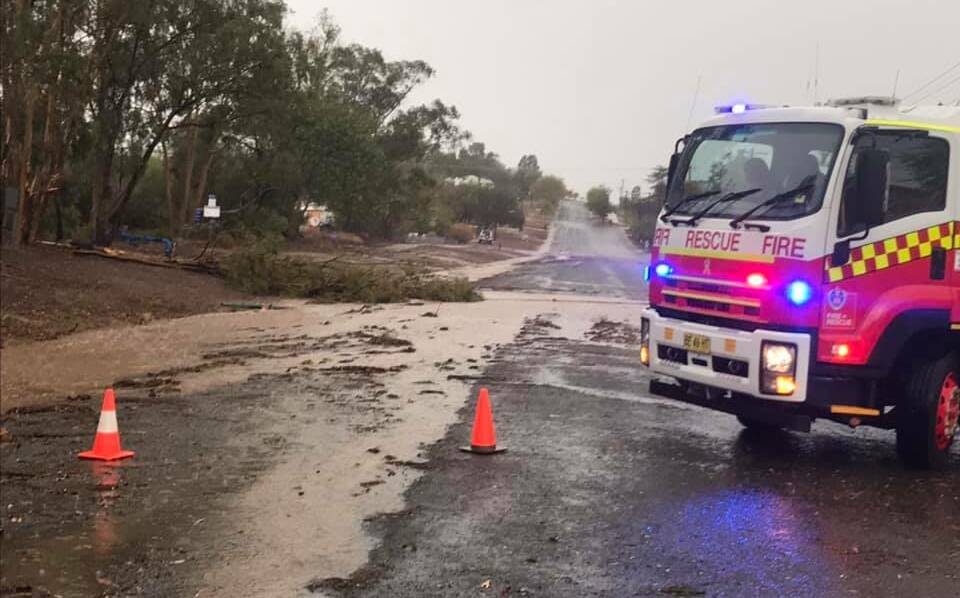 WILD WEATHER: Very strong winds and heavy rain were recorded in some locations, while others received hardly any rain at all. Photos: FRNSW PARKES
