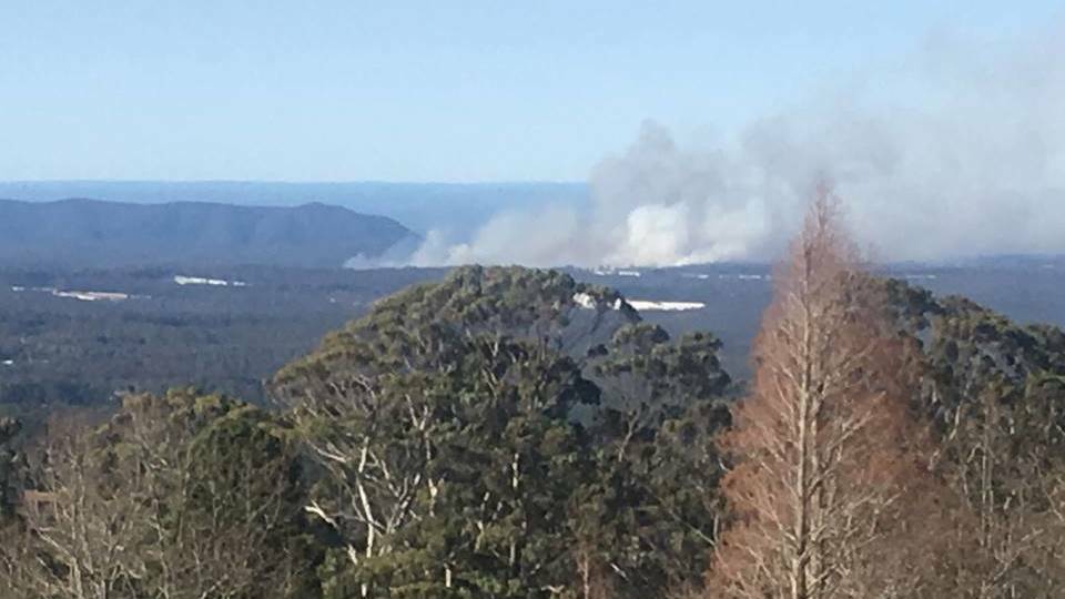 BLAZE: The 200 hectare bushfire at Bilpin, as seen from Mount Tomah Botanical Gardens on Wednesday afternoon. Photo: TRINA LORD
