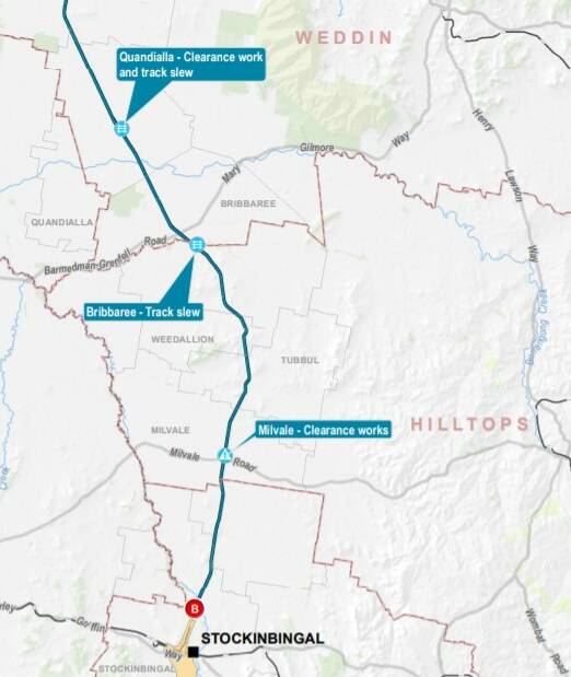 WORKS: Here's what's planned for the Stockinbingal to Parkes section, the southern end.